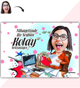 BK Gift Kişiye Özel Bayan Bankacı Karikatür Baskılı Yaş Pasta İçin Yenilebilir Şekerli Kağıt  1(Sadece Kağıt)