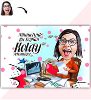 BK Gift Kişiye Özel Bayan Bankacı Karikatür Baskılı Yaş Pasta İçin Yenilebilir Şekerli Kağıt  1(Sadece Kağıt)