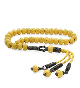 El İşçiliği Küre Kesim Gold-Black Mini Boy 1000 Ayar Gümüş Kazaz Tesbih