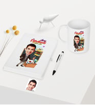 BK Gift Kişiye Özel Bay Öğretmen Temalı Karikatürlü Beyaz Defter Kalem Kupa Seti - 2
