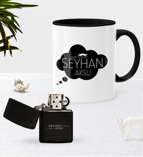 BK Gift Kişiye Özel Canım Babam Siyah Kupa Bardak Benzinli Metal Çakmak Seti-2 (Model 1)