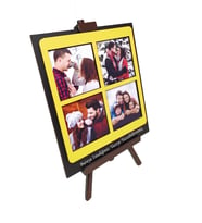 Kişiye Özel 4 Fotoğraflı Ahşap Çerçeveli Sarı Şövale