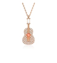 Baget Taşlı Gitar Rose Gümüş Kolye