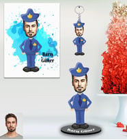 Kişiye Özel Polis Karikatürlü 3 lü Hediye Seti Bay-1