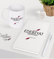 BK Gift Kişiye Özel Edebiyat Öğretmeni Beyaz Defter Kalem Kupa Seti-5 (Model 1)