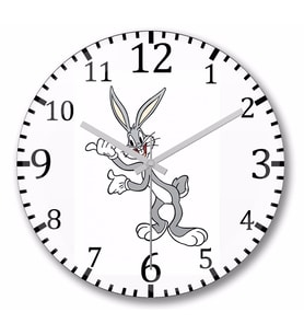 Bugs Bunny Tavşan Çizgi Film Duvar Saati Bombeli Gercek Cam