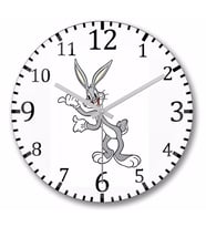 Bugs Bunny Tavşan Çizgi Film Duvar Saati Bombeli Gercek Cam