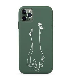 Iphone 11 Pro Max Çizgi Tasarımlı Koyu Yeşil Lansman Telefon Kılıfı
