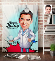 BK Gift Kişiye Özel Bay Diş Hekimi Karikatür Kanvas Tablo 70x100cm 3