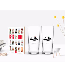 BK Gift Kişiye Özel Renkli Baskılı Antalya Tasarımlı Turistik İkili Rakı Bardağı ve Rakı Cep Kitabı Hediye Seti-2 (Model 1)