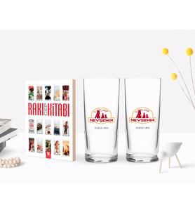 BK Gift Kişiye Özel Renkli Baskılı Nevşehir Tasarımlı Turistik İkili Rakı Bardağı ve Rakı Cep Kitabı Hediye Seti-1 (Model 1)