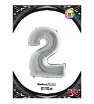 2 Rakam Kikajoy Gümüş Folyo Balon 102 cm (40 inch)