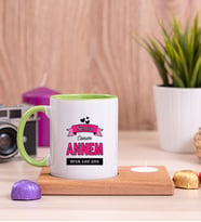 Canım Annem Ahşap Altlıklı Mumlu Yeşil Kupa Bardak