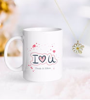 BK Gift Kişiye Özel Sevgililer Günü Kupa ve Çift İsimli Papatya Kolye-112 (Model 1)