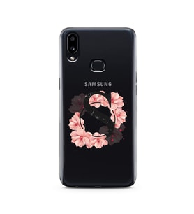 Pembe Çiçekli Harf Tasarım Süper Şeffaf Silikon Telefon Kılıfı Samsung A10s S-Ha