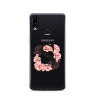 Pembe Çiçekli Harf Tasarım Süper Şeffaf Silikon Telefon Kılıfı Samsung A10s S-Ha