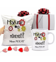 Makine Mühendisi Bardağı ve Yastığı Hediye Seti (Model 1)
