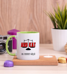 Avukat Ahşap Altlıklı Mumlu Yeşil Kupa Bardak