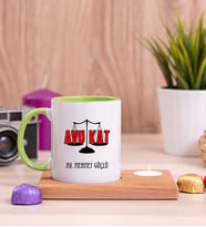 Avukat Ahşap Altlıklı Mumlu Yeşil Kupa Bardak