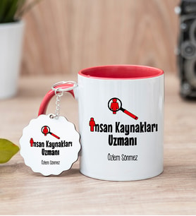 İnsan Kaynakları Uzmanı Kırmızı Kupa Bardak Ve Anahtarlık Set