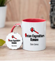 İnsan Kaynakları Uzmanı Kırmızı Kupa Bardak Ve Anahtarlık Set