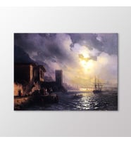 Arty Tablo Ayışıklı Gecede Osmanlı Sahil Sahnesi Kaprisi, 1867 Tablo (Karışık)
