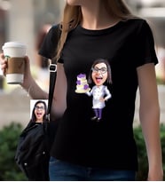BK Gift Kişiye Özel Bayan Chef Karikatürlü Siyah T-Shirt-2