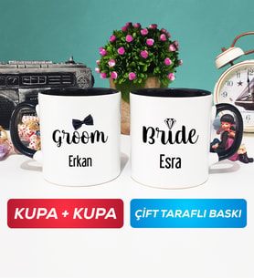 İkili Damat Kupa Bardak Siyah