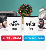 İkili Damat Kupa Bardak Siyah