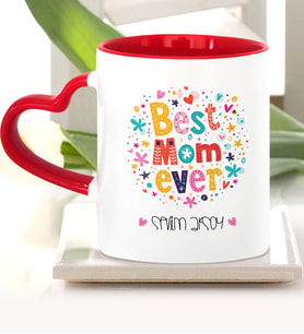 BK Gift Kişiye Özel En İyi Anne Kırmızı Kalpli Kupa Bardak  7
