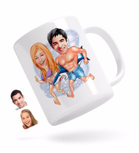 BK Gift Kişiye Özel Sevgililer Karikatürlü Beyaz Kupa Bardak-8