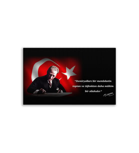 Atatürk Resimli Deri Üzerine Kanvas Tablo 80x130