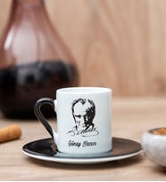 Atatürk Siluetli Siyah Türk Kahvesi Fincanı