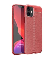 Microsonic Apple iPhone 12 Kılıf Deri Dokulu Silikon Kırmızı