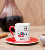 Kimya Mühendisi Kırmızı Türk Kahvesi Fincanı