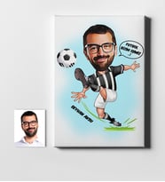BK Gift Kişiye Özel Futbolcu Siyah Beyaz Karikatür Kanvas Tablo 50x70cm 1