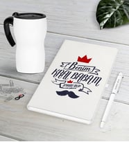 BK Gift Kişiye Özel Benim Kral Babam Beyaz Defter Kalem Termos Mug Seti (Model 1)