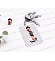 BK Gift Kişiye Özel Erkek Karikatürlü Şeffaf Pleksi Anahtarlık-60 (Beyaz)