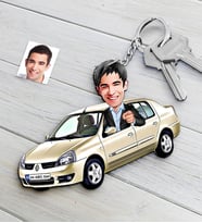 BK Gift Kişiye Özel Bay Renault Symbol Figürlü Plakalı Ahşap Karikatür Anahtarlık (Beyaz)