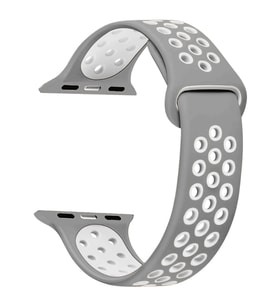 Microsonic Apple Watch Series 5 40mm Rainbow Sport Band Kordon Gri Beyaz