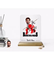 BK Gift Kişiye Özel Beyaz Atlı Prens Karikatürlü Ahşap Standlı Çerçeve-2
