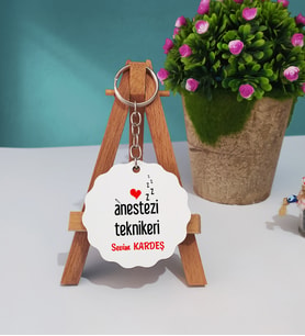 Anestezi Teknikeri Hediye Ahşap Anahtarlık