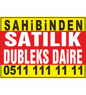 Sahibinden Satılık Dubleks Daire Branda Afişi (Sarı Mavi Renk)