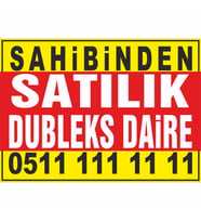 Sahibinden Satılık Dubleks Daire Branda Afişi (Sarı Mavi Renk)