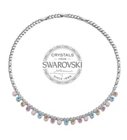 Monemel Çok Renkli Swarovski Taşlı, Su Yolu Kolye (Altın Kaplama)