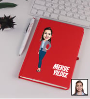 Kişiye Özel Karikatürize Defter Kalem Seti Kırmızı 91344