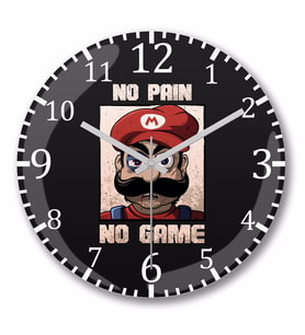 No Pain No Game Duvar Saati Bombeli Gercek Cam
