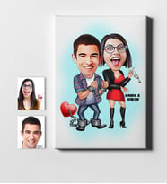 BK Gift Kişiye Özel Sevgililer Karikatür Kanvas Tablo 50x70cm 1