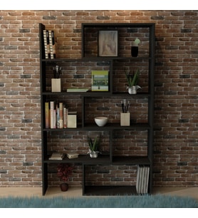 Office Dekoratif Kitaplık Siyah