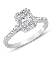 0.32 Ct Modern Tasarım Baget Kare Tektaş Yüzük